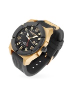 Haurex Challenger - Gold Plated and Rubber Strap GMT Date Watch