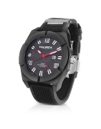 Challenger Black Carbon Fiber and Rubber GMT Date Watch