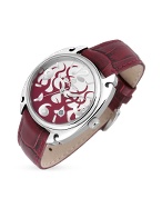 Flame Women` Red Leather Date Watch