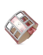 Gabbia - Women` Swarovski Crystal Pink Leather Watch