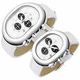 Haurex Ricurvo - White Croco Stamped Leather Chronograph Watch