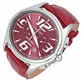 Sinuoso Stainless Steel and Cranberry Red Leather Chronograph Watch