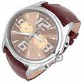 Sinuoso Stainless Steel and Walnut Leather Chronograph Watch
