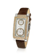 Haurex Suite - Brown Swarovski Crystal Dual-time Dress Watch