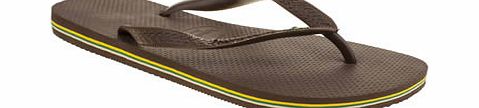 havaianas Dark Brown Brasil Logo Sandals