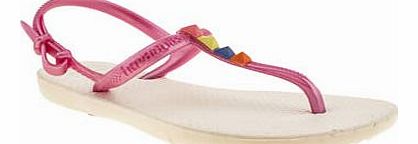 kids havaianas white & pink freedom girls