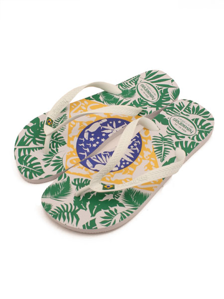 Havaianas White/Yellow/Green Brasil Flag Flip Flops