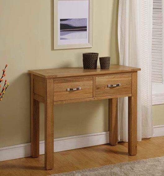 Havana Oak 2 Drawer Hall Table - Blonde