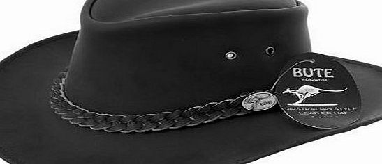 Hawkins Australian Waterproof Leather Hat - Bute Style - Colour: BLACK, Size: L