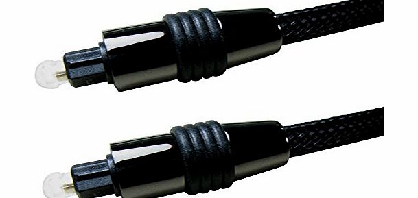 1.5m (150cm) Fibre Optic Cable Premium Quality High Performance Large 6mm Diameter Braided Optical Toslink Plug to Plug Digital S/PDIF Audio Lead best and suitable for Sound Bars DTS Dolby Digital