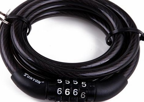 HDE 4-Digit Combination Bike Lock 1200x8mm Security Cable by TONYON