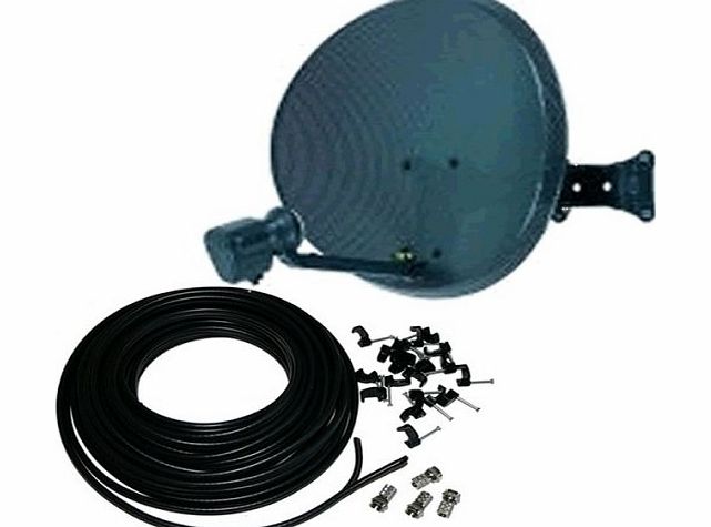 HDIUK Satellite dish and Quad LNB 15m full kit. Self install Zone 1 Sky Freesat Dish with cables and our dish pointer tool.