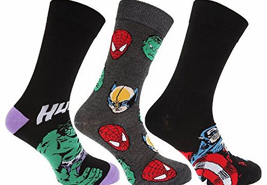 HDUK Mens Socks 3x Pairs of Mens/Boys Marvel Comics Character Socks / UK 6-11 Eur 39-45 **Fantastic Gift Idea**