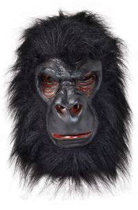 Head Mask - Rubber Gorilla Head, black fur