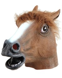head Mask - Rubber Horse Head, fur mane