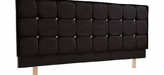 Headboards by LEEP Stylish Valencia Luxury Faux Leather 3 Tier Diamante UK Standard 5 FT King Size Bed Headboard Available In A Range Of 8 Classic Colours (Black)