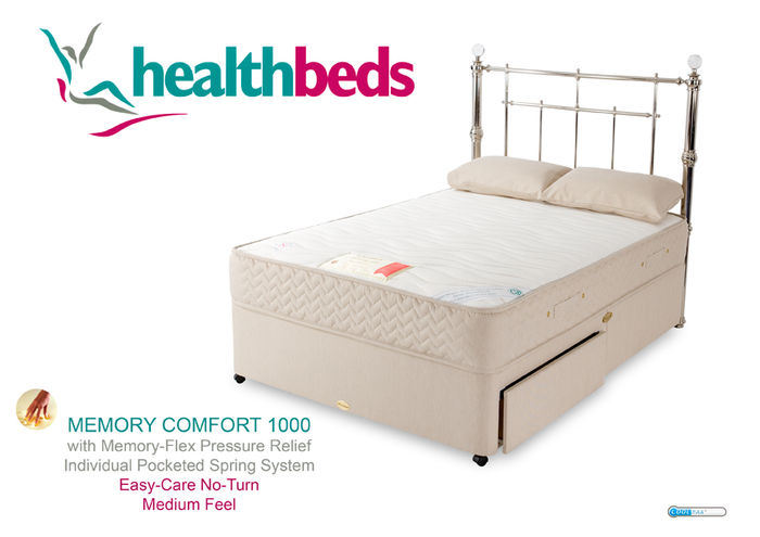 Health Beds Memory Comfort 1000 2ft 6 Small Single Divan Bed