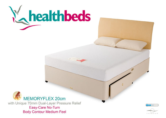 Health Beds Memoryflex 20cm  2ft 6 Small Single Divan Bed