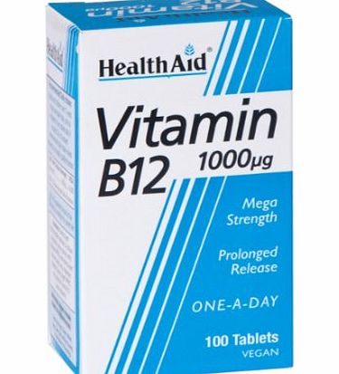 HealthAid Vitamin B12 (Cyanocobalamin) 1000ug - Prolong Release - 100 Tablets