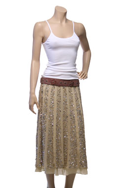 Beige Crepe Capri Skirt By Heart Made