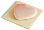 Heart with pink blush: 10cm X 10cm - White