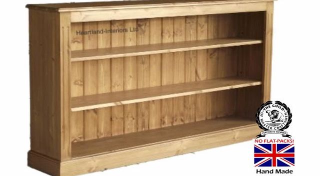 Heartland Pine Low Pine Bookcase 5ft Wide, Handcrafted & Waxed Bookshelves, Choice of Colours, No flat packs, N