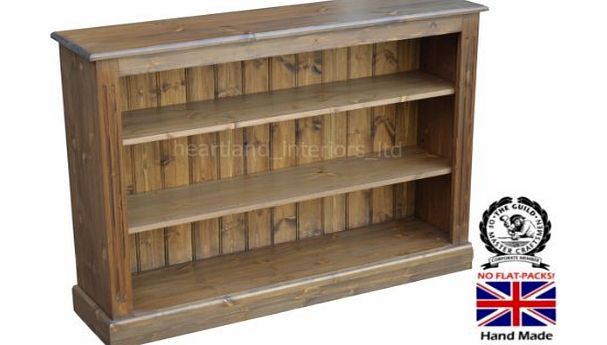 Heartland Pine Solid Pine Bookcase 3ft x 4ft Handcrafted amp; Waxed Adjustable Display Shelving, Bookshelves. Choice of Colours. No flat packs, No assembly (BK5)