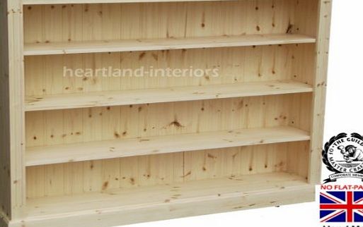 Heartland Pine Solid Pine Bookcase, 4ft x 5ft Handcrafted & Waxed Adjustable Storage Display Shelving Unit, Boo