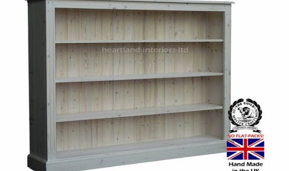 Solid Pine Bookcase, 4ft x 5ft Handcrafted & White Washed Adjustable Storage Display Shelving Unit, Bookshelves. Choice of Colours, No flat packs, No assembly (BK15)