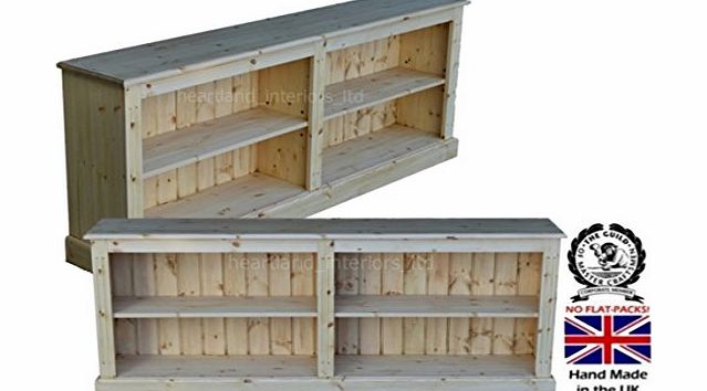 Heartland Pine Solid Pine Bookcase, 6ft Wide Low Adjustable Display Storage Shelving Unit, Bookshelves. Choice of C
