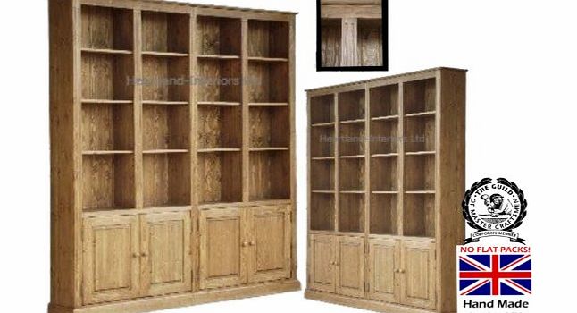 Solid Pine Bookcase, 76`` Tall Handcrafted & Waxed Adjustable Display Library Bookshelves with Cupboards. Choice of Colours (BK7668)
