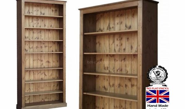 Solid Pine Bookcase, 8ft x 3ft Handcrafted & Waxed Adjustable Display Shelving Unit, Bookshelves. Choice of Colours!. No flat packs, No assembly