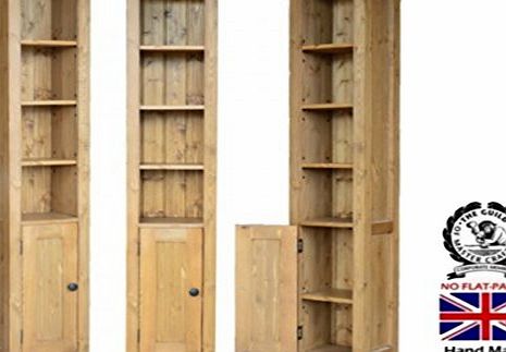 Heartland Pine Solid Pine Bookcase; Bordeaux Tall Narrow Bookshelves with Cupboard. Choice of Colours, No flat pack