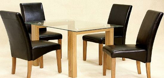 Heartlands Furniture WorldStores Adina Oak Dining Table - Small Glass Top - Dining Room Table ONLY