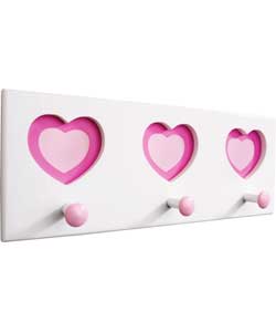 Hearts Design Coat Hooks - Pink
