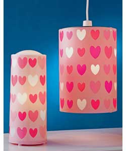 Hearts Energy Saving Table Lamp and Shade Set