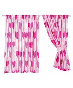 Hearts Pair of 66 x 54in Unlined Curtains