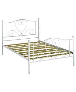 Hearts White Double Bedstead - Frame Only