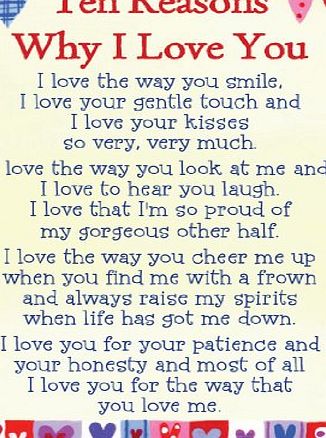 Heartwarmers Ten Reasons Why I Love You Keepsake Card amp; Envelope 3.5`` x 2`` Code K105E