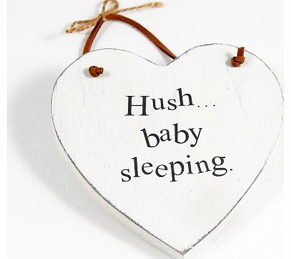 Heartwarmers Wooden Heart Keepsake Gift Sign/ Plaque, Hush Baby Sleeping