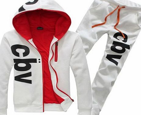 Hee Grand Mens Casual Sports Suit Hoodies   Trousers L White