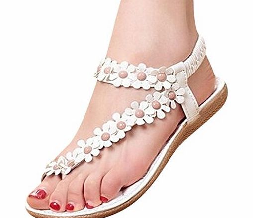 Hee Grand Simple Flower Round Head Flip Flop Flat Sandals UK 5 White