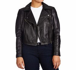 Helium Black leather bomber style jacket