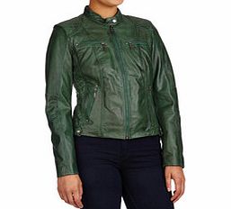 Helium Bottle green leather biker jacket