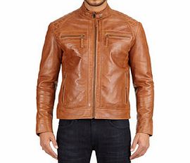Helium Tan leather quilted shoulder jacket