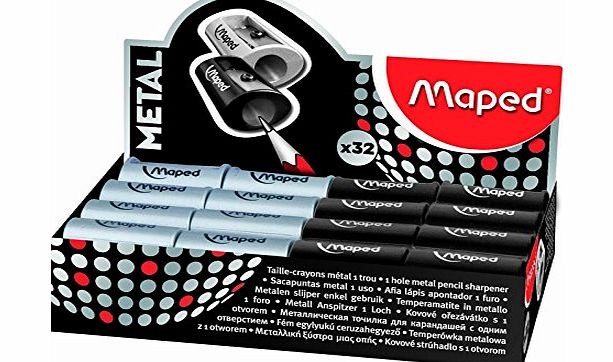 Helix Maped Satellite Metal Pencil Sharpener - Silver/Black (Box of 32) 534019