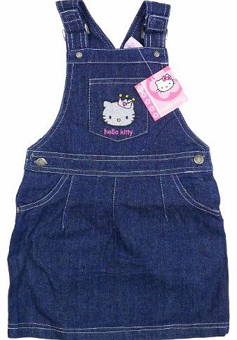 Girls Baby Toddler Hello Kitty Denim Bib Dress Blue from 3 to 24 Months