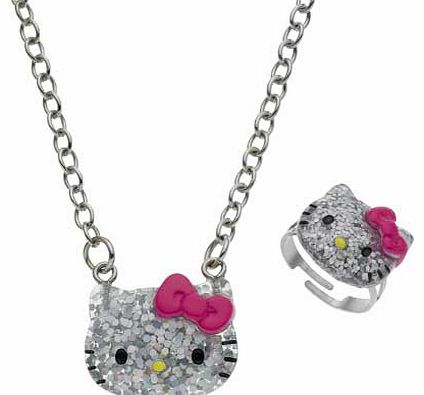 Hello Kitty Glitter Necklet and Ring Set