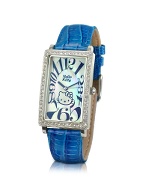 Hello Kitty Portrait Kitty - Blue Stamped Leather Strap Watch