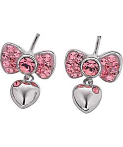 Hello Kitty Sterling Silver Crystal Bow Earrings